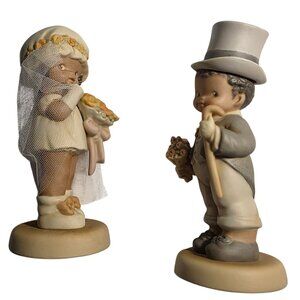 Vtg Bride & Groom Figurines 1994 Enesco Lucie Attwell wedding gift bridal love